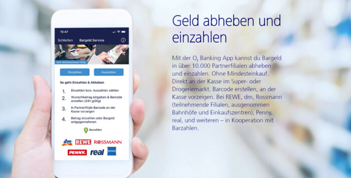  So können Sie mit der O2 Banking App Geld abheben 