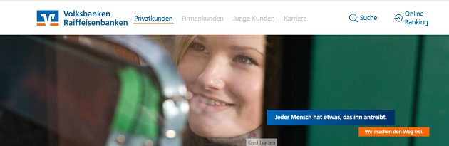 Ein Blick auf die Website der Volksbank