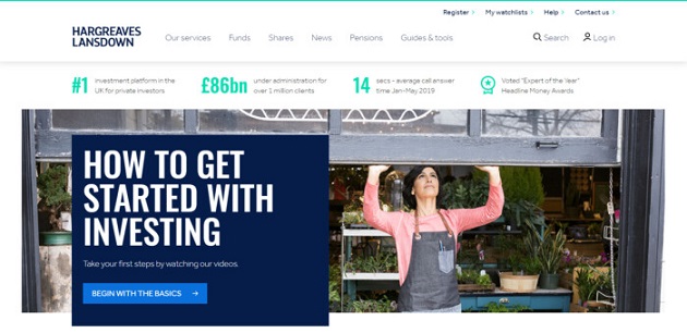 This is the homepage of hargreaves lansdown
