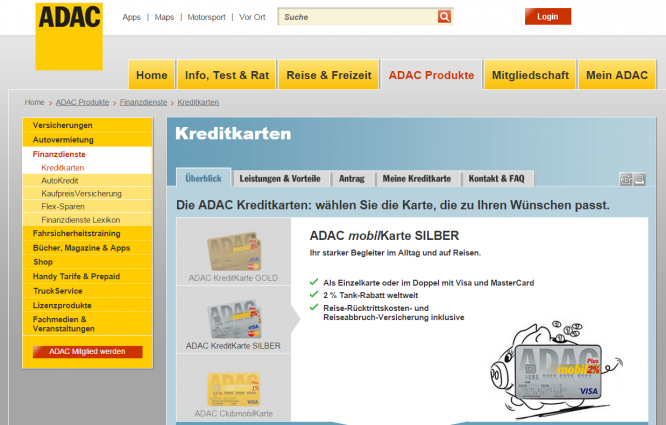 ADAC mobilKarte Kreditkarte 