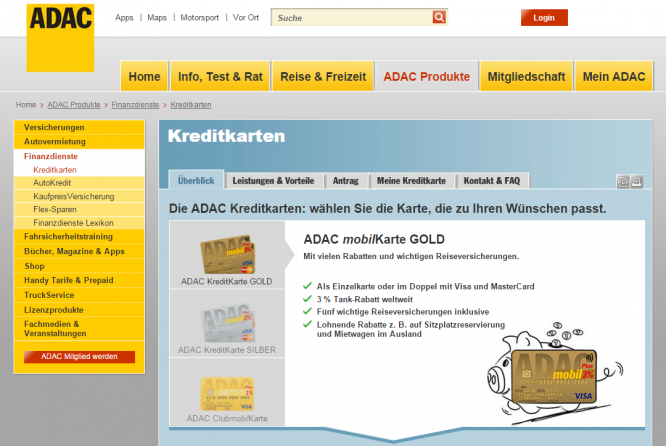 ADAC mobilKarte Kreditkarte