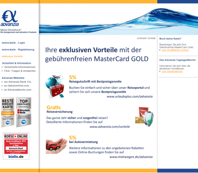 Die Vorteile der Advanzia Bank MasterCard® Gold