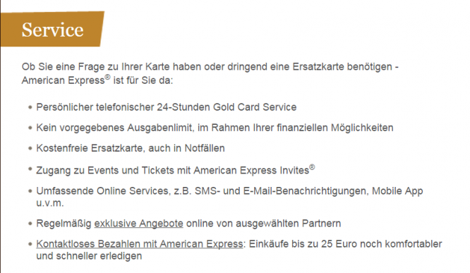 Das Serviceangebot von American Express