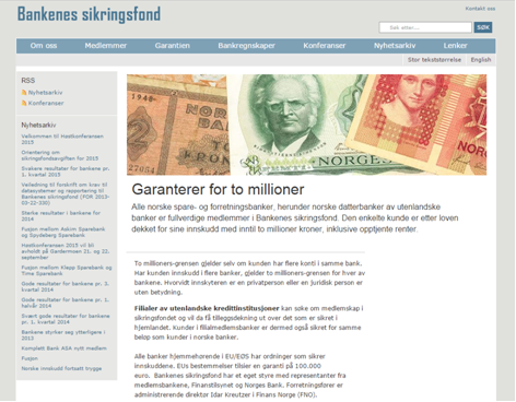 Die Homepage des Bankenes sikringsfond