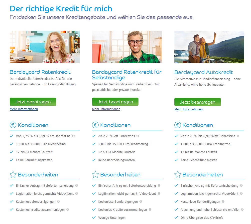 Kredite bei Barclaycard