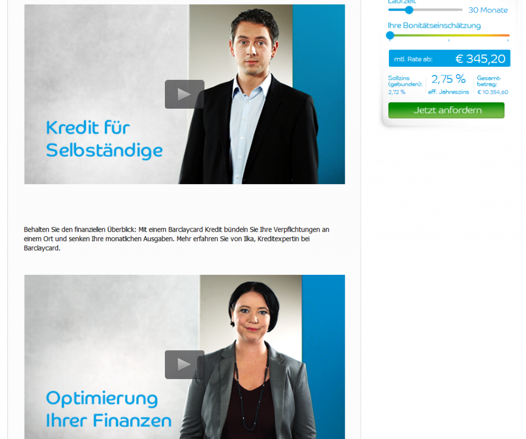 Kredit-Videos bei Barclaycard