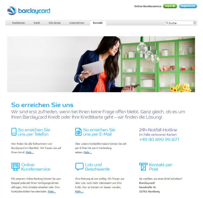 Das Serviceangebot von Barclaycard