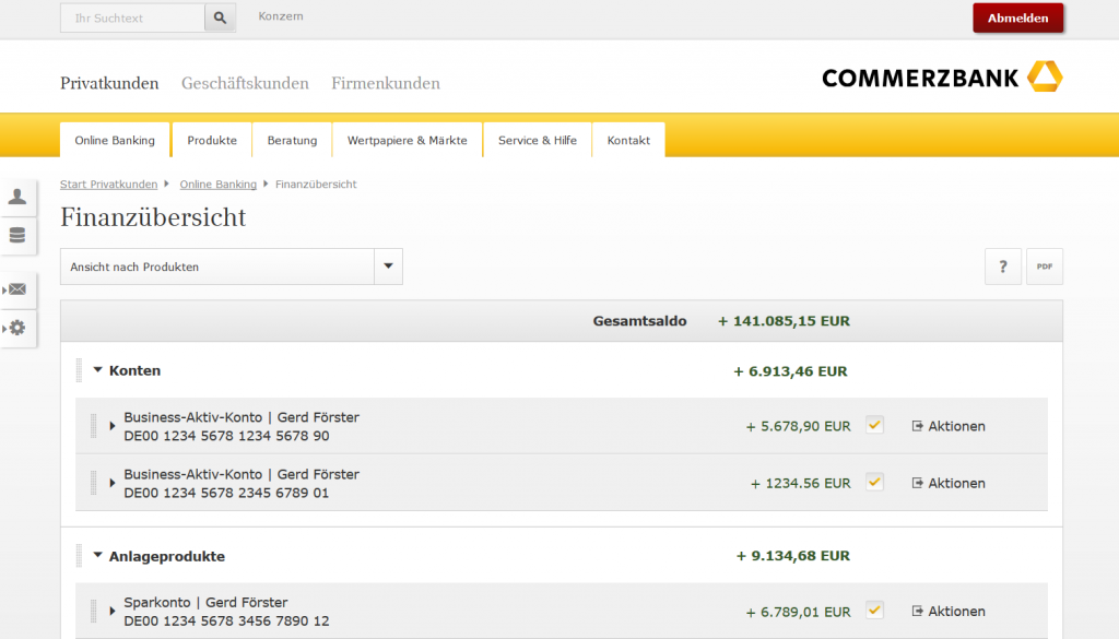 Online Banking im Demokonto - Commerzbank Girokonto Erfahrungen