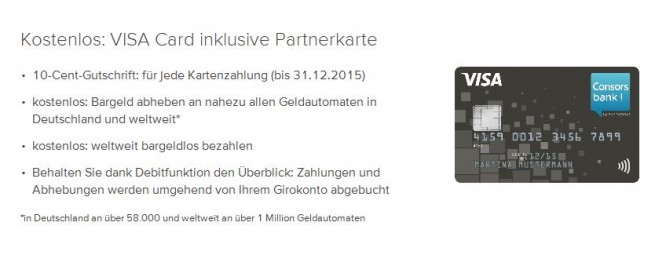 Das Design und die Konditionen der Consorsbank VISA Card 