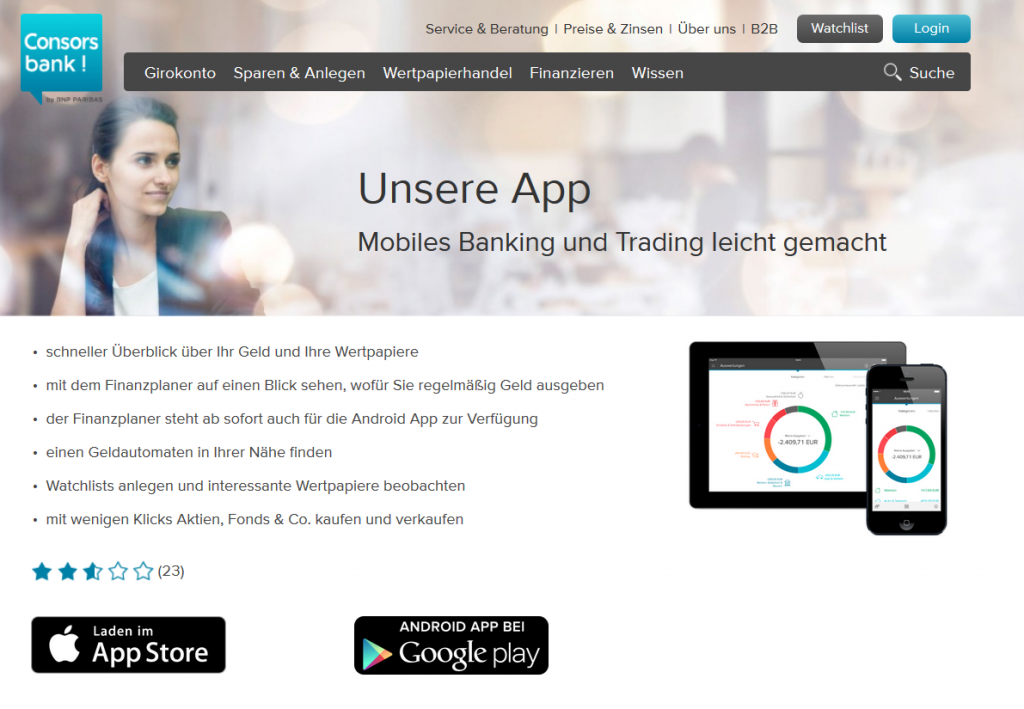 Mobile Banking Apps bei der Consorsbank