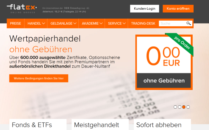 Wertpapierhandel ohne Gebühren bei Flatex