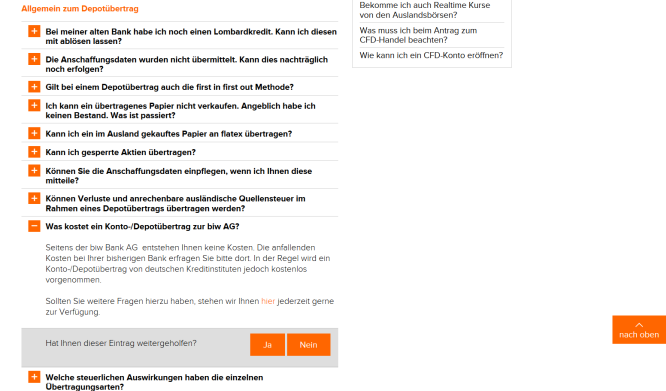 Infos aus der FAQ von Flatex