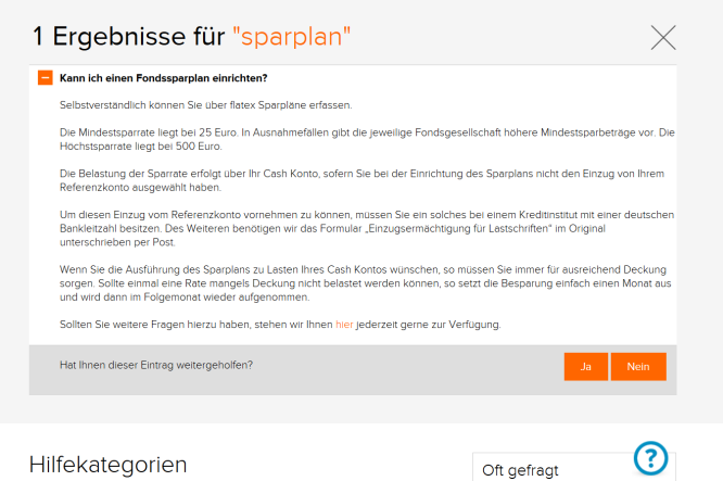 Informationen zum Sparplan aus der FAQ