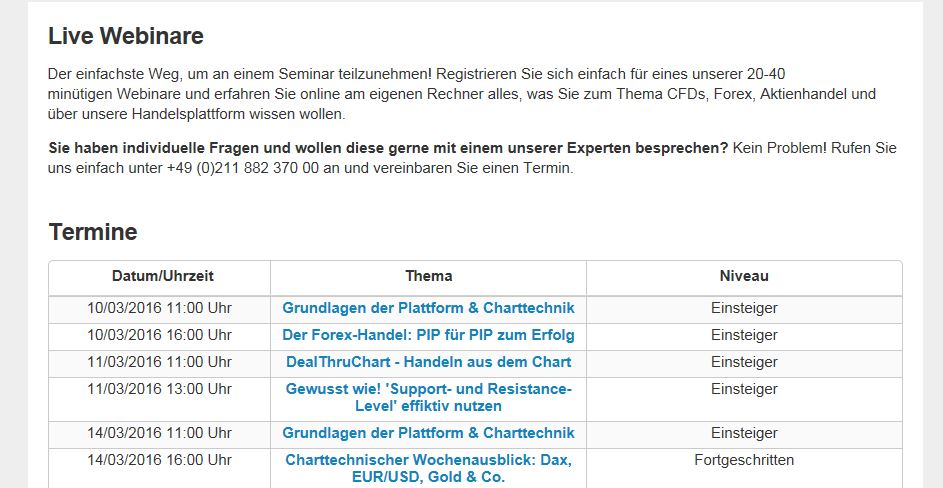 Übersicht der Live Webseminare