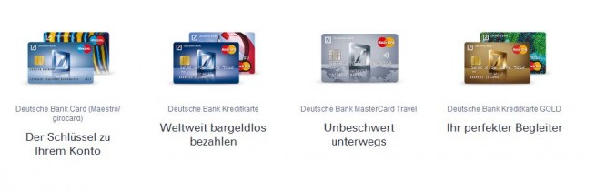 Alle Karten der Deutschen Bank in der Übersicht