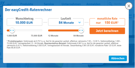 Sie wollen easyCredit aufstocken?