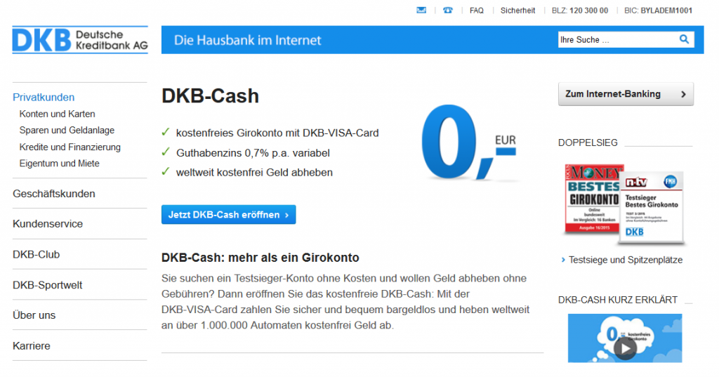 Unser Testsieger: Das DKB-Cash-Konto