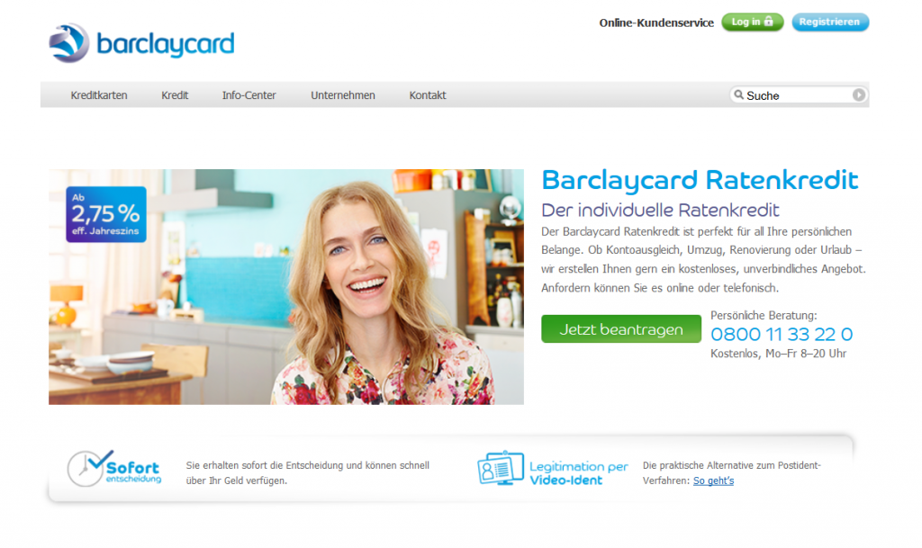 Effektivzinsen bei Barclaycard ab 2,75 Prozent