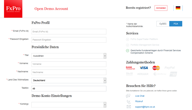 FxPro Demokonto