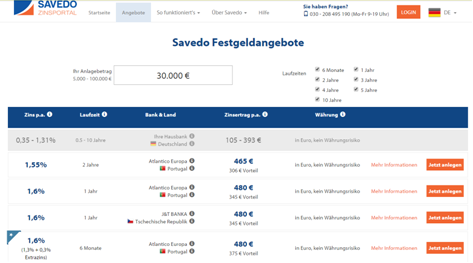 Die Online Plattform von Savedo