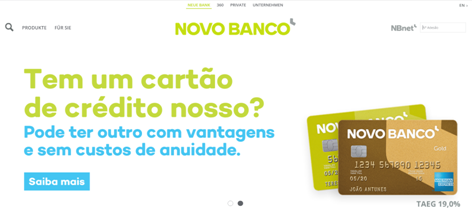 Die Startseite der Novo Banco