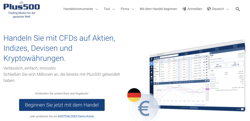 Plus500 Homepage