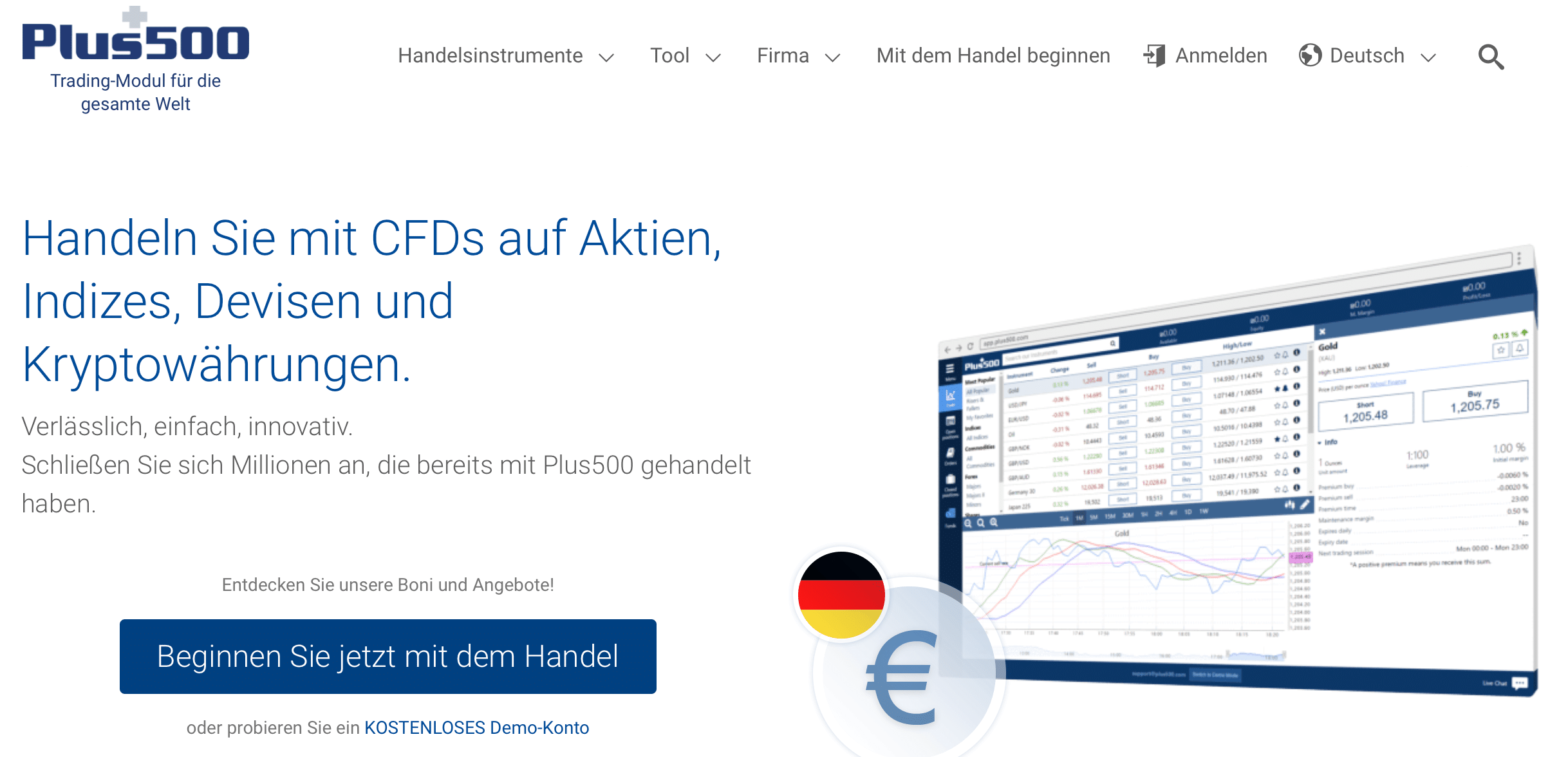 Plus500 ist ein bekannter CFD-Broker, der auch den Handel mit klassischen Optionen ermöglicht