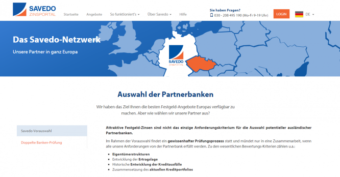 Die Homepage von Savedo