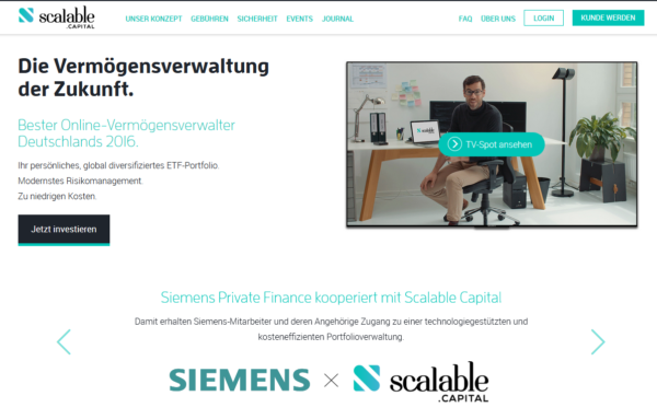 Scalable Capital Webauftritt