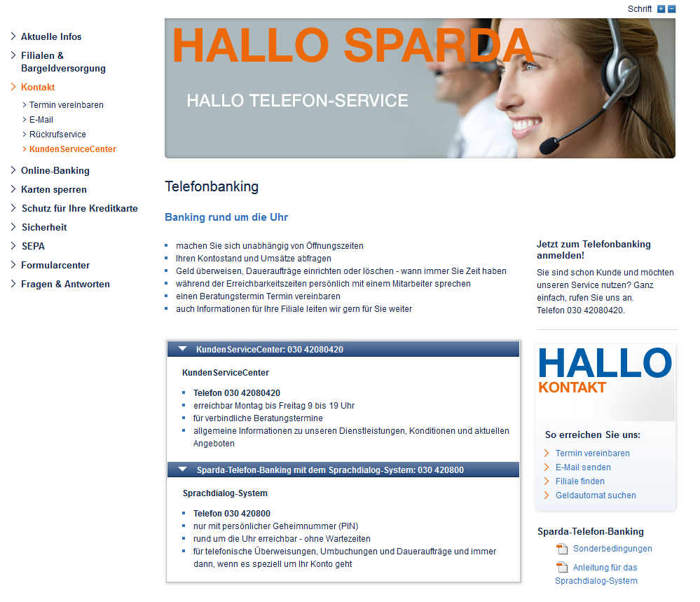 Der Telefon-Support der Sparda-Bank Berlin