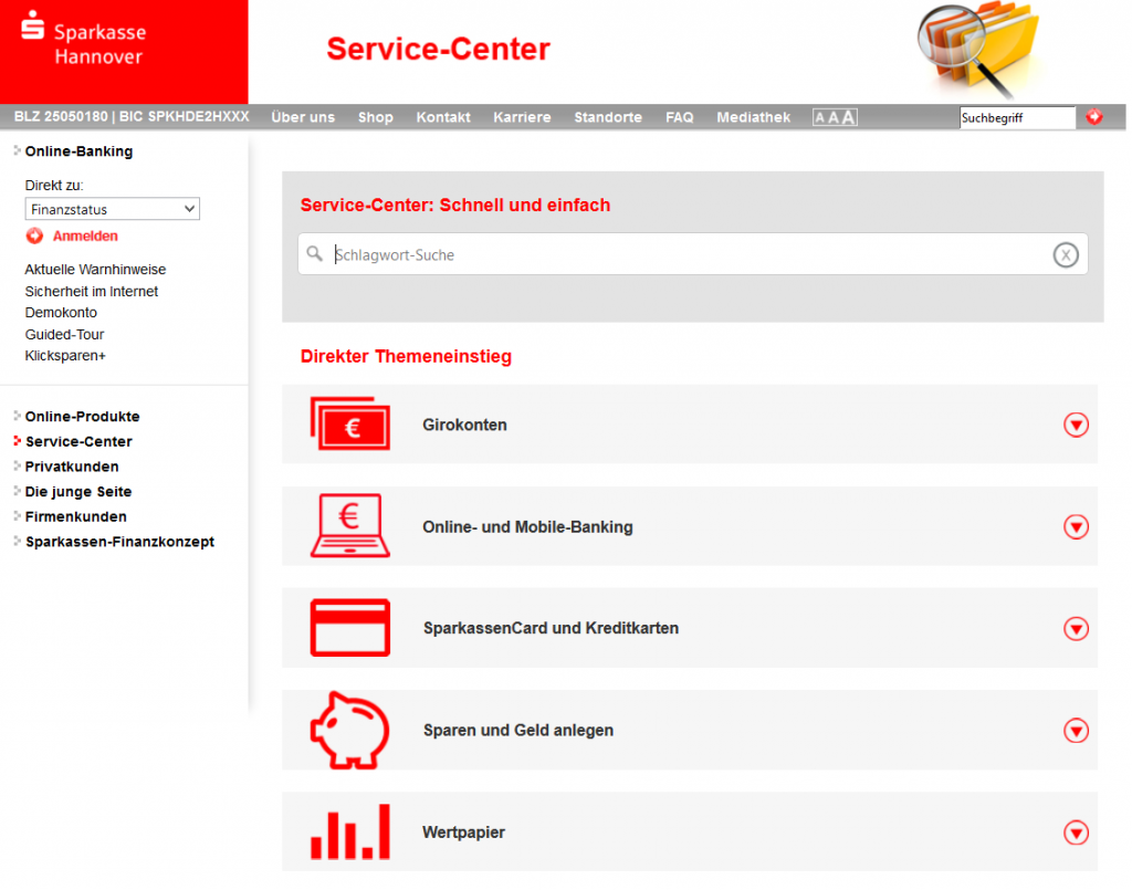 Das Service-Center liefert keine Infos zum Privatkredit