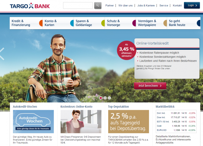 Die Homepage der Targobank