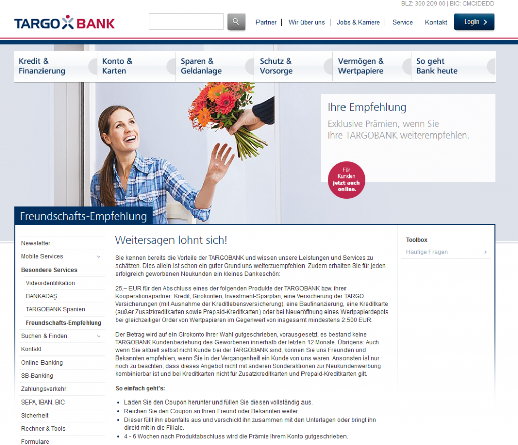 Der Freundschaftsbonus der Targobank