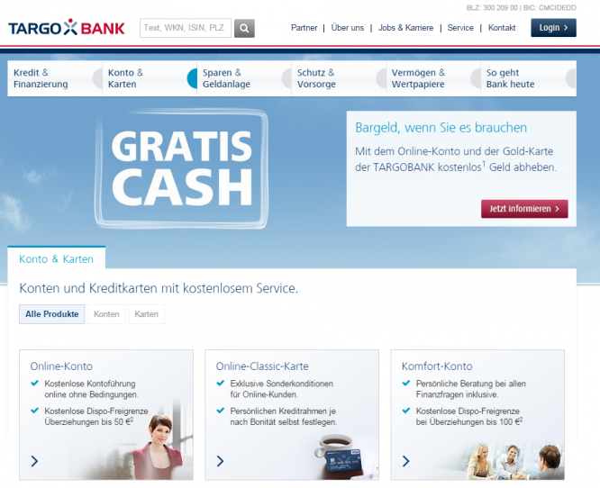 Die Gratis-Cash-Funktion bei der Targobank