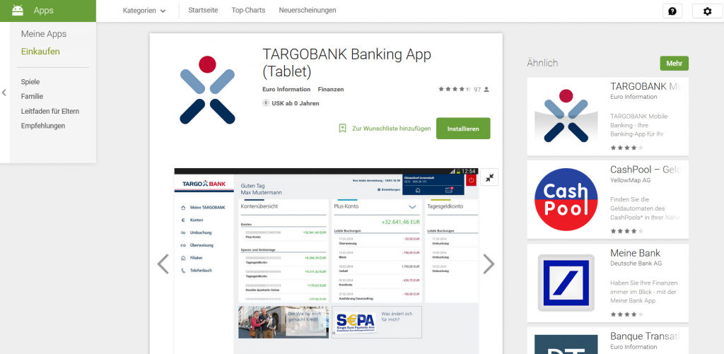 Die Targobank App für Tablets