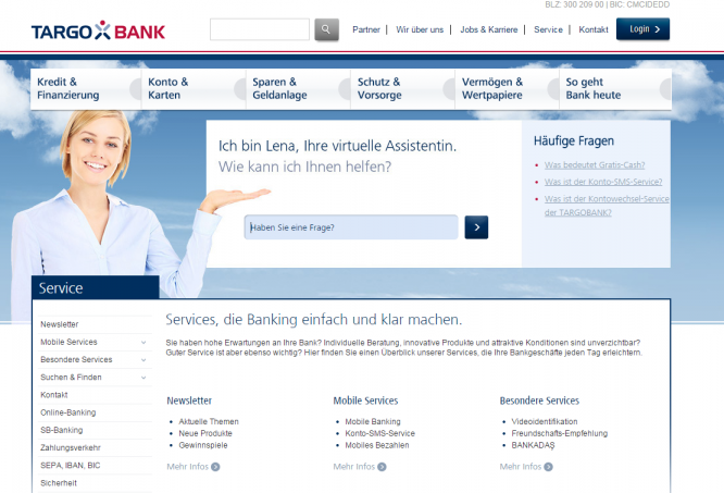 Der Servicebereich bei der Targobank