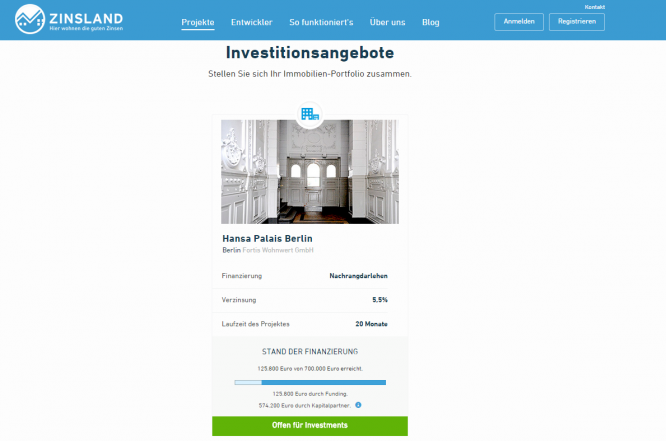 Die Investitionsangebote bei Zinsland