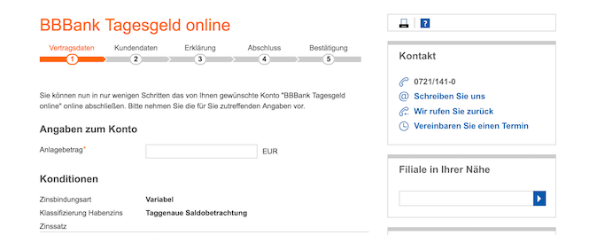 BBBank Tagesgeldkonto eröffnen