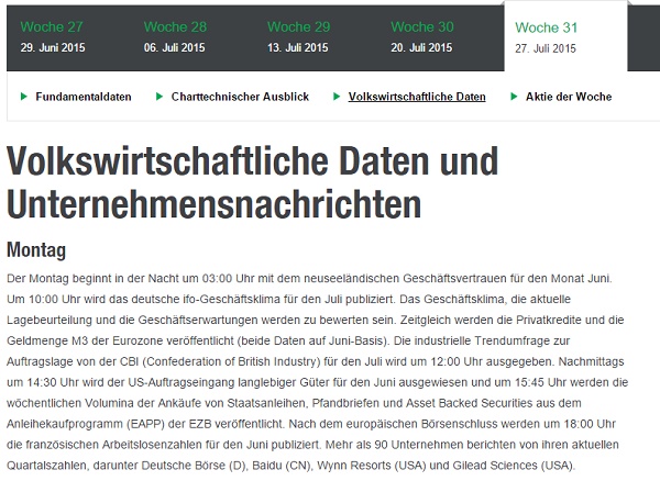 Der Wochenausblick bei Lynx