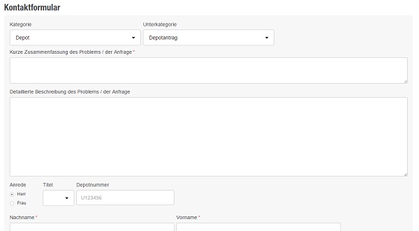 Erreichbarkeit durch Kontaktformular