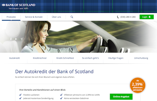 Bank of Scotland Kredit Konditionen