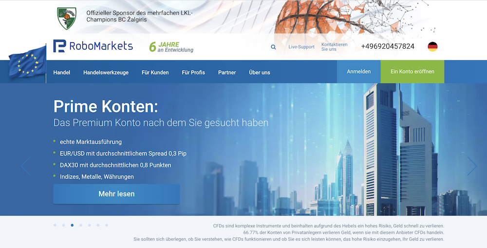 RoboMarkets Webseite