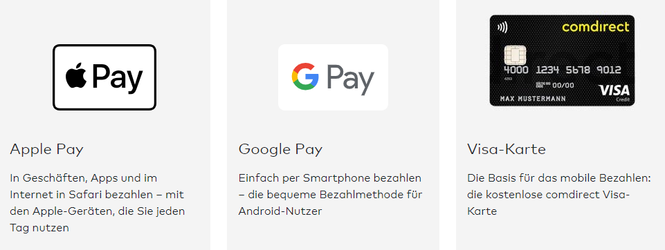 Comdirect Konto eröffnen Kontaktlose Bezahlmöglichkeiten