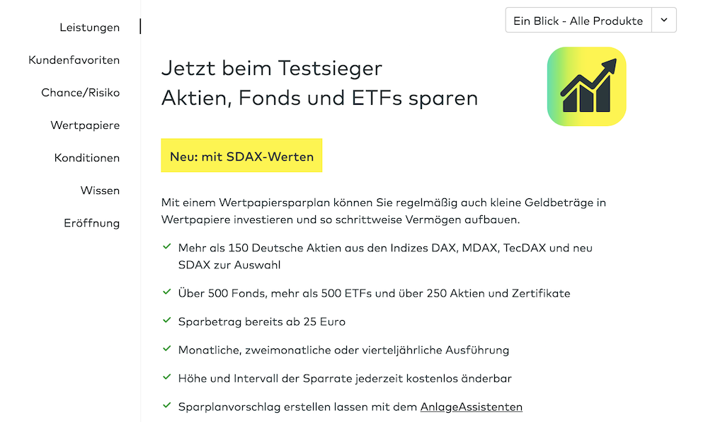 comdirect ETF Sparplan Sparrate