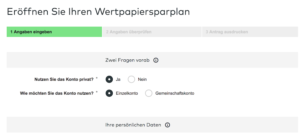 comdirect Eröffnung Wertpapiersparplan