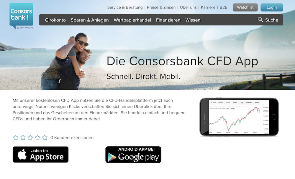 Mit der Consorsbank CFD-App sind Trader und Anleger immer bestens informiert