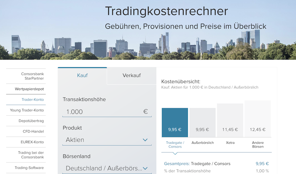 Consorsbank Tradingkostenrechner