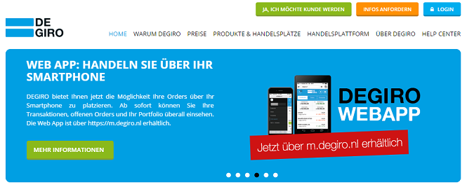 Mit der DEGIRO WEB APP sind Sie auch unterwegs immer auf dem neusten Stand