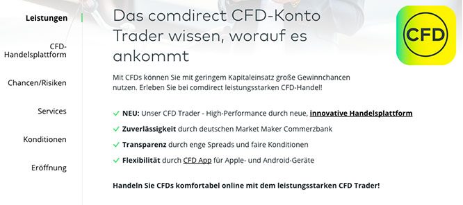 comdirect CFD Leistungen im Überblick