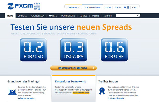 FXCM bietet ein Demokonto an